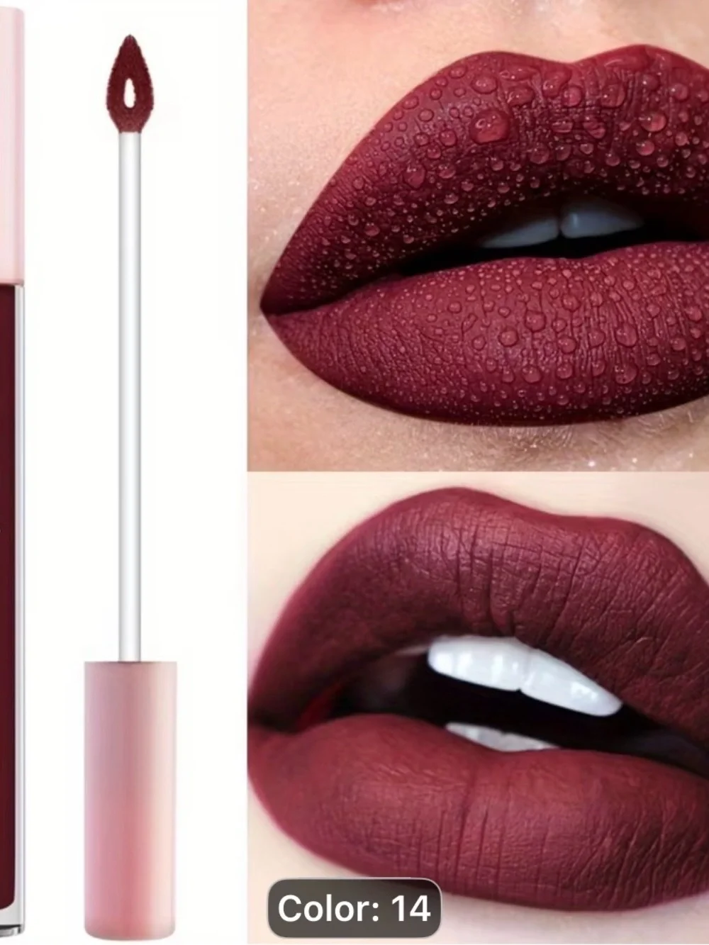 2pcs matte Liquid Lipstick-Deep-waterproof-long lasting Berry-Reddish Brown